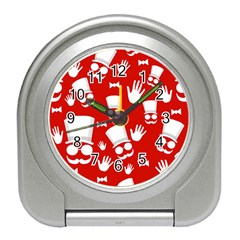 Gentlemen - Red And White Pattern Travel Alarm Clocks by Valentinaart