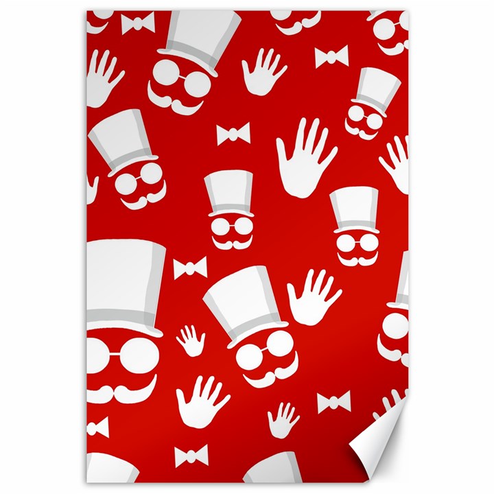 Gentlemen - red and white pattern Canvas 12  x 18  