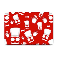 Gentlemen - Red And White Pattern Small Doormat  by Valentinaart