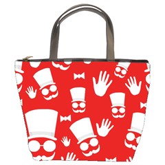 Gentlemen - Red And White Pattern Bucket Bags by Valentinaart