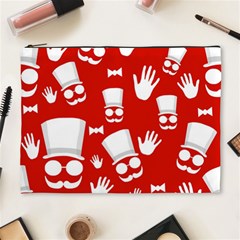 Gentlemen - Red And White Pattern Cosmetic Bag (xl) by Valentinaart