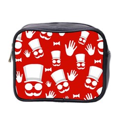 Gentlemen - Red And White Pattern Mini Toiletries Bag 2-side by Valentinaart