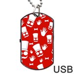 Gentlemen - red and white pattern Dog Tag USB Flash (One Side) Front