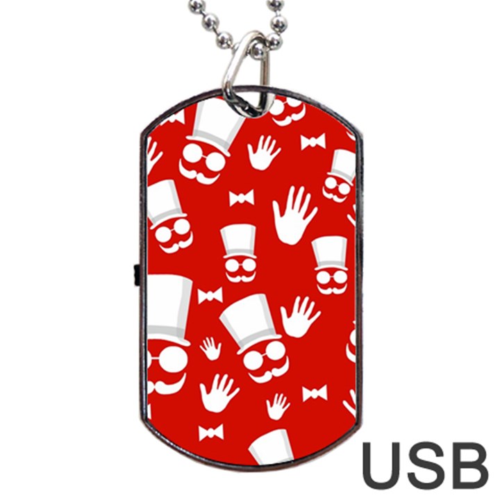 Gentlemen - red and white pattern Dog Tag USB Flash (One Side)