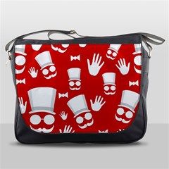 Gentlemen - Red And White Pattern Messenger Bags by Valentinaart