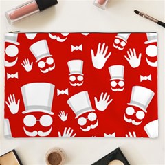 Gentlemen - Red And White Pattern Cosmetic Bag (xxl)  by Valentinaart