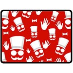 Gentlemen - red and white pattern Double Sided Fleece Blanket (Large)  80 x60  Blanket Front