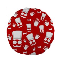 Gentlemen - Red And White Pattern Standard 15  Premium Flano Round Cushions by Valentinaart