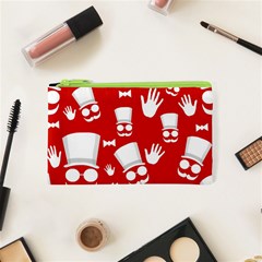 Gentlemen - Red And White Pattern Cosmetic Bag (xs) by Valentinaart