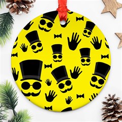 Gentlemen - Yellow Pattern Ornament (round)  by Valentinaart