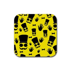 Gentlemen - Yellow Pattern Rubber Coaster (square)  by Valentinaart