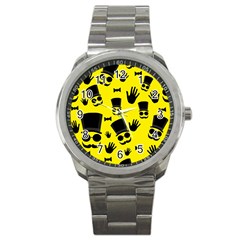 Gentlemen - Yellow Pattern Sport Metal Watch by Valentinaart