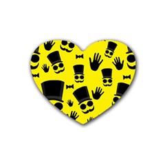 Gentlemen - Yellow Pattern Heart Coaster (4 Pack)  by Valentinaart