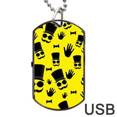 Gentlemen - Yellow Pattern Dog Tag Usb Flash (one Side) by Valentinaart