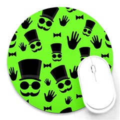 Gentleman - Green Pattern Round Mousepads by Valentinaart