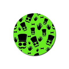 Gentleman - Green Pattern Rubber Round Coaster (4 Pack)  by Valentinaart