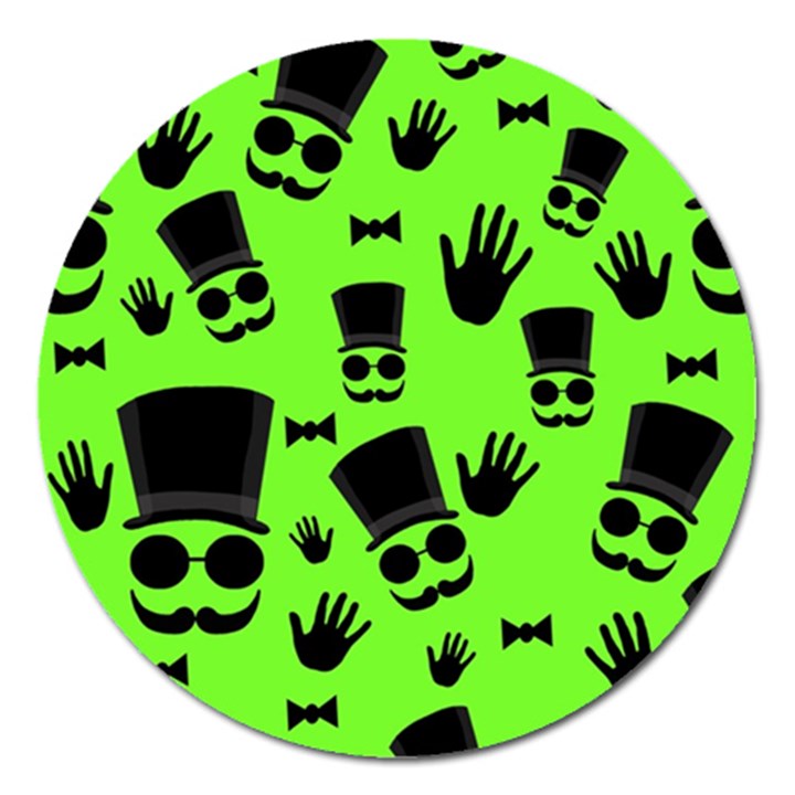 Gentleman - green pattern Magnet 5  (Round)