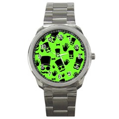 Gentleman - Green Pattern Sport Metal Watch by Valentinaart