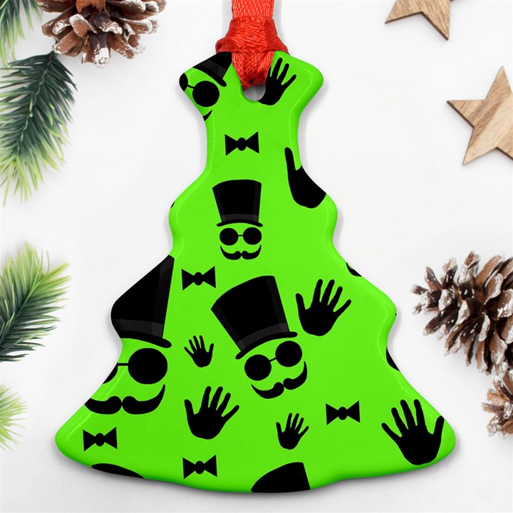 Gentleman - green pattern Christmas Tree Ornament (2 Sides)