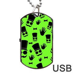 Gentleman - Green Pattern Dog Tag Usb Flash (one Side) by Valentinaart