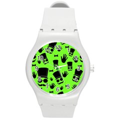 Gentleman - Green Pattern Round Plastic Sport Watch (m) by Valentinaart