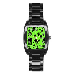 Gentleman - Green Pattern Stainless Steel Barrel Watch by Valentinaart