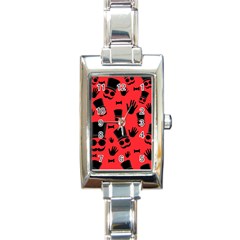 Gentlemen - Red Rectangle Italian Charm Watch by Valentinaart