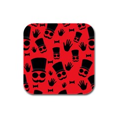 Gentlemen - Red Rubber Square Coaster (4 Pack)  by Valentinaart