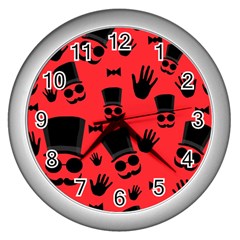 Gentlemen - Red Wall Clocks (silver)  by Valentinaart