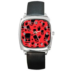 Gentlemen - Red Square Metal Watch by Valentinaart