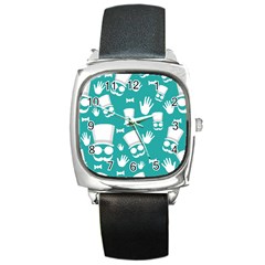 Gentleman Pattern Square Metal Watch by Valentinaart