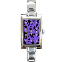 Gentleman Purple Pattern Rectangle Italian Charm Watch by Valentinaart