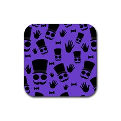 Gentleman Purple Pattern Rubber Coaster (square)  by Valentinaart