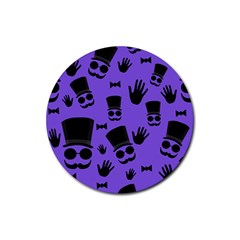 Gentleman Purple Pattern Rubber Coaster (round)  by Valentinaart