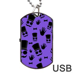 Gentleman Purple Pattern Dog Tag Usb Flash (one Side) by Valentinaart