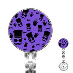 Gentleman Purple Pattern Stainless Steel Nurses Watch by Valentinaart