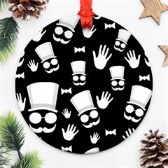 Gentleman - Black And White Pattern Ornament (round)  by Valentinaart