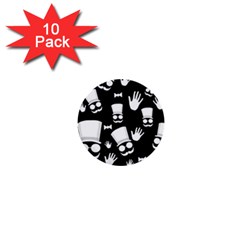 Gentleman - Black And White Pattern 1  Mini Buttons (10 Pack)  by Valentinaart