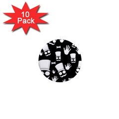 Gentleman - Black And White Pattern 1  Mini Magnet (10 Pack)  by Valentinaart