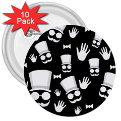 Gentleman - Black And White Pattern 3  Buttons (10 Pack)  by Valentinaart