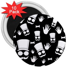 Gentleman - Black And White Pattern 3  Magnets (10 Pack)  by Valentinaart