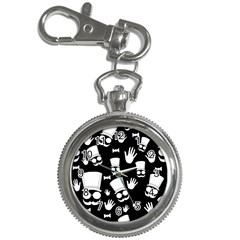 Gentleman - Black And White Pattern Key Chain Watches by Valentinaart