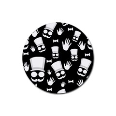 Gentleman - Black And White Pattern Rubber Round Coaster (4 Pack)  by Valentinaart