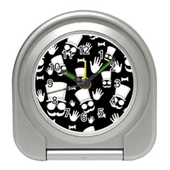 Gentleman - Black And White Pattern Travel Alarm Clocks by Valentinaart