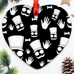 Gentleman - Black And White Pattern Heart Ornament (2 Sides)