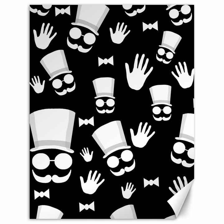 Gentleman - black and white pattern Canvas 18  x 24  