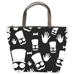 Gentleman - Black And White Pattern Bucket Bags by Valentinaart