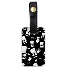 Gentleman - Black And White Pattern Luggage Tags (one Side)  by Valentinaart