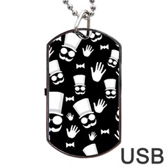 Gentleman - Black And White Pattern Dog Tag Usb Flash (one Side) by Valentinaart