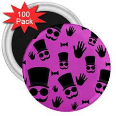 Gentleman - Magenta Pattern 3  Magnets (100 Pack) by Valentinaart